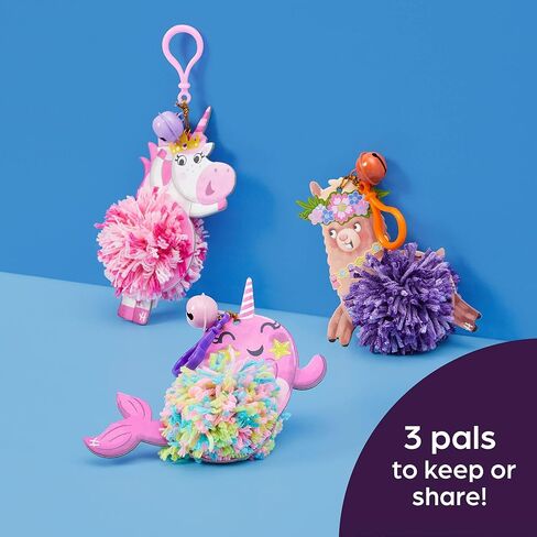 مجموعة سلاسل مفاتيح بوم بوم بوم للاطفال بتصميم يونيكورن من هايلايتز، ابتكر وتخصيص مشابك اكياس بوم بال ملونة بدون خياطة، تتضمن شنطة ظهر قابلة لاعادة الاستخدام للتخزين بدون فوضى، للاعمار من 6 سنوات فما in Kuwait