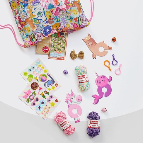 مجموعة سلاسل مفاتيح بوم بوم بوم للاطفال بتصميم يونيكورن من هايلايتز، ابتكر وتخصيص مشابك اكياس بوم بال ملونة بدون خياطة، تتضمن شنطة ظهر قابلة لاعادة الاستخدام للتخزين بدون فوضى، للاعمار من 6 سنوات فما in Kuwait