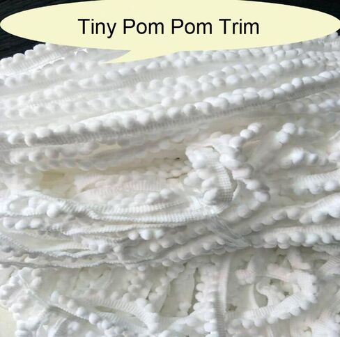 YYCRAFT 10 ياردات 3/8 بوصة واسعة صغيرة بوم بوم الكرة هامش تقليم DIY الحرفية الخياطة ملحق للمنزل ستارة الملابس وسادة الديكور (حجم بوم 5 مم، أبيض) in Kuwait