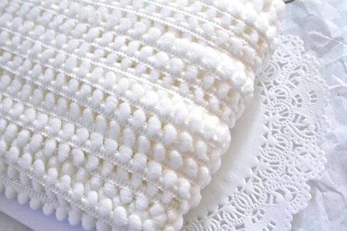 YYCRAFT 10 ياردات 3/8 بوصة واسعة صغيرة بوم بوم الكرة هامش تقليم DIY الحرفية الخياطة ملحق للمنزل ستارة الملابس وسادة الديكور (حجم بوم 5 مم، أبيض) in Kuwait