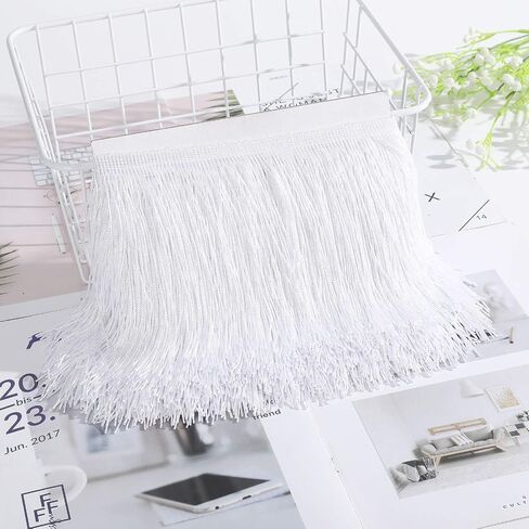 10 Yards Sewing Fringe Trim - Fringe Tassel 15cm Width for Skirt Wedding Dress Lamp Shade Decoration(Balck) in Kuwait