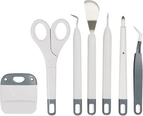 Weeding Tools for Vinyl, 7PCS Basic Tools Set for Cricut, Scissors,Scrape,Weeders,Tweezers,Spatula,Scoring Stylus, Vinyl Weeding Tools for Cricut/Silhouette/Siser/Oracal, Gray in Saudi Arabia