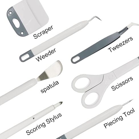 Weeding Tools for Vinyl, 7PCS Basic Tools Set for Cricut, Scissors,Scrape,Weeders,Tweezers,Spatula,Scoring Stylus, Vinyl Weeding Tools for Cricut/Silhouette/Siser/Oracal, Gray in Saudi Arabia