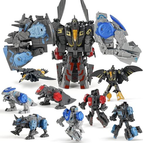 11 Shapes Dinosaur Transforming Robot Toys for Kids 6+, 4 Packs STEM Transformed Action Figure, 4-in-1 DinoRobot Alloy Model Toys, Birthday Gifts for Boys Girls Age 6 7 8 9 10+ Year Old in Saudi Arabia