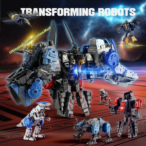 11 Shapes Dinosaur Transforming Robot Toys for Kids 6+, 4 Packs STEM Transformed Action Figure, 4-in-1 DinoRobot Alloy Model Toys, Birthday Gifts for Boys Girls Age 6 7 8 9 10+ Year Old in Saudi Arabia