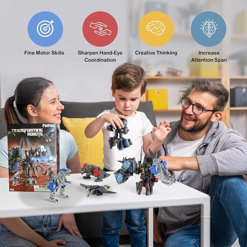 11 Shapes Dinosaur Transforming Robot Toys for Kids 6+, 4 Packs STEM Transformed Action Figure, 4-in-1 DinoRobot Alloy Model Toys, Birthday Gifts for Boys Girls Age 6 7 8 9 10+ Year Old in Saudi Arabia