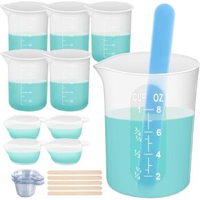 مجموعة أدوات قياس أكواب السيليكون 36 قطعة من الراتنج - أكواب خلط الراتنج 250 مل/8 أونصة و100 مل، ماصات عصي التحريك من السيليكون، سهلة التنظيف، غير سامة، لوازم راتنجات الإيبوكسي المتينة للقوالب والطلاء وصناعة المجوهرات in Kuwait