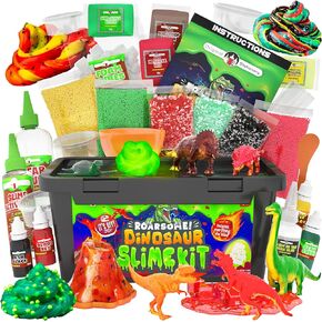 Original Stationery Dino Galaxy Slime Kit for Boys, Glow in The Dark Slime Kit with Dino Toys & Awesome Add-Ins, Fun Slime Making Kit & Xmas Gift Idea