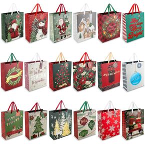 Bulk Christmas Gift Bags Large -18 Creative Elegant Designs- Large Christmas Bags for Gifts with Christmas Tissue Paper Gift Wrap-Holiday Gift Bags Bulk -Large Xmas Gift Bags-12.75"X10.25"X4.5" inches in Kuwait