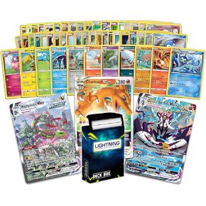 3 حزمة في ماكس غير مكررة تتضمن بطاقات نادرة للغاية بطاقات رينبو نادرة مع صندوق سطح مجموعة بطاقات لايتننج متوافق مع بطاقات بوكيمون in Kuwait