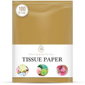 Premium Quality Gift Wrap Paper 100 Sheets Bulk Gift Wrap Tissue Paper, 15" X 20" Gold in Kuwait
