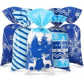 120 Pieces Winter Cellophane Candy Bags Winter Snowflake Plastic Cookie Cello Bags Blue Snowflake Theme Holiday Goodie Treat Bags with 100 Twist Ties for Birthday Baby Shower Party Favor Supplies in Saudi Arabia
