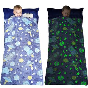 أكياس نوم للأطفال، حقيبة نوم تتوهج في الظلام للأطفال، سجادة قيلولة للأطفال الصغار مع وسادة وبطانية للنوم والرعاية النهارية ومرحلة ما قبل المدرسة (62 بوصة × 28 بوصة) in Kuwait