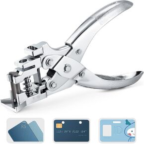 3 in 1 Badge Slot Hole Punch for ID Card: IMLIKE Handheld Card Puncher Suitable for PVC Material, Business Cards and Cardstock(1/8"×33/64" Slot Hole, 3/16" Round Hole and R5 Corner Rounder in one)