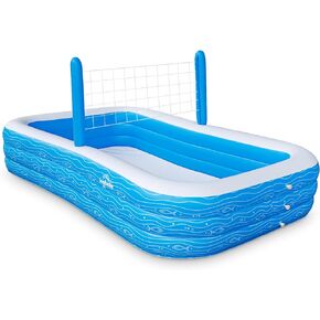 Ingbelle Kiddie Swimming Pool, Family Inflatable Pool, 118" X 72" X 22" Full-Sized Above Ground Pools for Kids & Adults, Summer Water Party, Volleyball Game, Garden, Backyard, Blue in Saudi Arabia