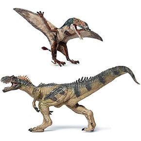 EOIVSH Dinosaur Toy Dilophosaurus & Velociraptor, Realistic Educational Dinosaur Figures with Moveable Jaw, Plastic Wildlife Animal Dino Model Figurines for Birthday Gift, Kids Toys, Party Favor