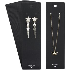 G2PLUS 100PCS Black Necklace Display Cards,2.16'' x 8.27'' Earring Display Cards,Thank You Necklace Cards Hanging Tags, Earring Card Holders for Selling, Handmade Earrings, Jewelries Packing
