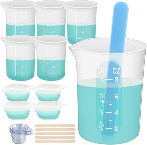 مجموعة أدوات قياس أكواب السيليكون 36 قطعة من الراتنج - أكواب خلط الراتنج 250 مل/8 أونصة و100 مل، ماصات عصي التحريك من السيليكون، سهلة التنظيف، غير سامة، لوازم راتنجات الإيبوكسي المتينة للقوالب والطلاء وصناعة المجوهرات in Kuwait