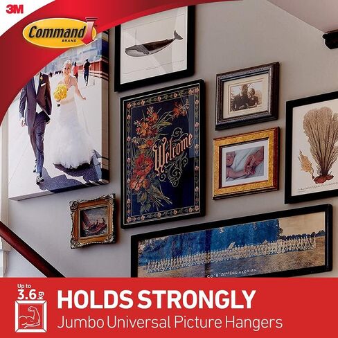 كوماند شماعات اطار عالمية، شماعات صور معلقة بدون اضرار، شماعة اطار بدون ادوات لتعليق ديكورات الكريسماس، 1 شماعة اطار صور معدنية و4 شرائط كوماند كبيرة in Kuwait