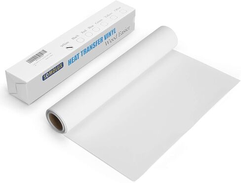 SOMOLUX HTV Iron on Vinyl 12inch x12feet Roll Easy to Cut & Weed Heat Transfer Vinyl DIY Design for T-Shirts Glossy Black in Kuwait