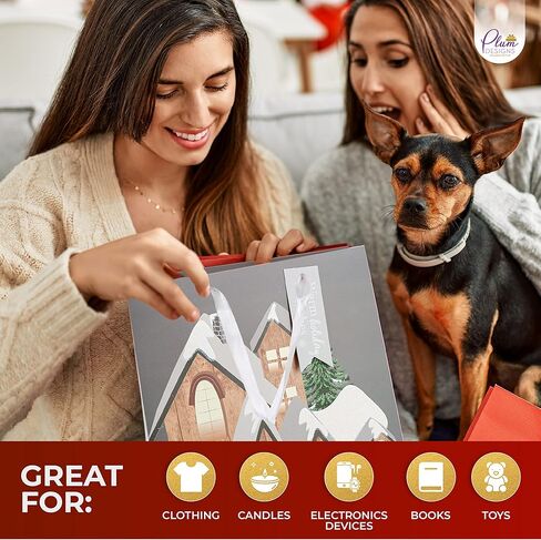 Bulk Christmas Gift Bags Large -18 Creative Elegant Designs- Large Christmas Bags for Gifts with Christmas Tissue Paper Gift Wrap-Holiday Gift Bags Bulk -Large Xmas Gift Bags-12.75"X10.25"X4.5" inches in Kuwait