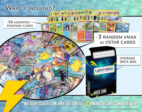 3 حزمة في ماكس غير مكررة تتضمن بطاقات نادرة للغاية بطاقات رينبو نادرة مع صندوق سطح مجموعة بطاقات لايتننج متوافق مع بطاقات بوكيمون in Kuwait