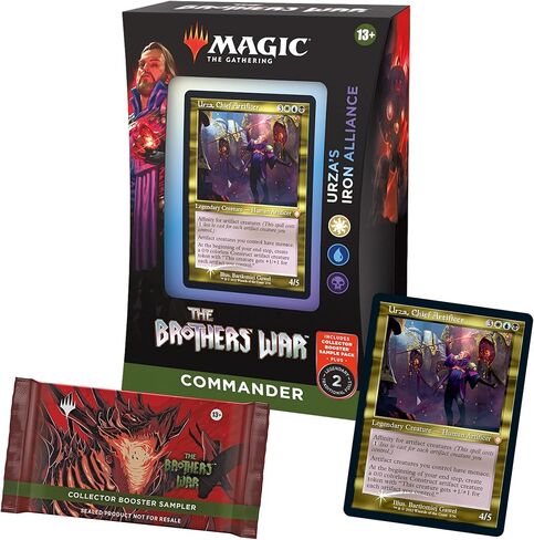 Magic: The Gathering The Gathering The Brothers’ War ذات الإطار القديم Commander Deck - راية ميشرا المصقولة (أزرق-أسود-أحمر) + حزمة عينة معززة لهواة التجميع in Saudi Arabia