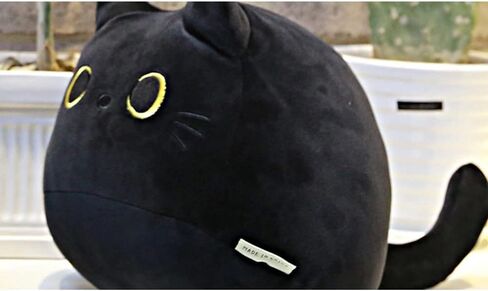 لعبة قطة سوداء محشوة على شكل قطة من UEncounter، لعبة وسادة ناعمة على شكل قطة مبتكرة، هدايا لطيفة لصديقات الأطفال والبنات، 55 سم/21.7 بوصة in Kuwait