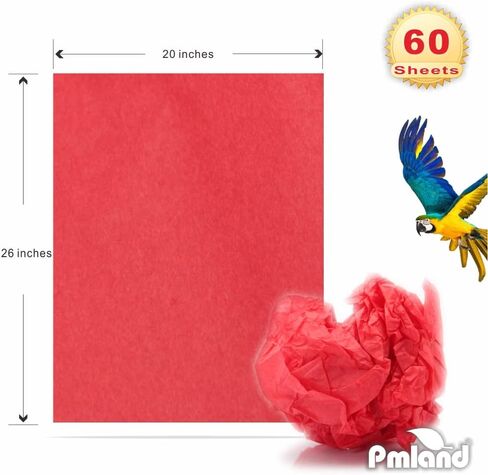 مناديل تغليف الهدايا PMLAND - لون أحمر - 20 بوصة × 26 بوصة 60 ورقة in Kuwait