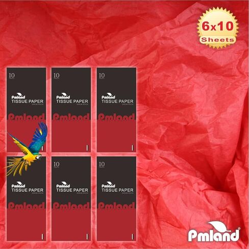 مناديل تغليف الهدايا PMLAND - لون أحمر - 20 بوصة × 26 بوصة 60 ورقة in Kuwait