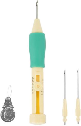 Punch Needle Embroidery Set Embroidery Needle Punch with 3 Sizes Needle Pen Kit Tool for DIY Craft for DIY Threaders Sewing Knitting for Mother(Yellow +) in Kuwait