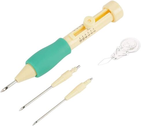 Punch Needle Embroidery Set Embroidery Needle Punch with 3 Sizes Needle Pen Kit Tool for DIY Craft for DIY Threaders Sewing Knitting for Mother(Yellow +) in Kuwait