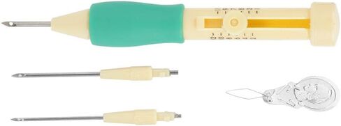 Punch Needle Embroidery Set Embroidery Needle Punch with 3 Sizes Needle Pen Kit Tool for DIY Craft for DIY Threaders Sewing Knitting for Mother(Yellow +) in Kuwait