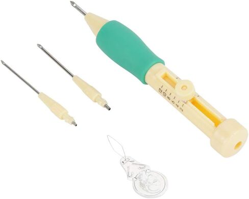 Punch Needle Embroidery Set Embroidery Needle Punch with 3 Sizes Needle Pen Kit Tool for DIY Craft for DIY Threaders Sewing Knitting for Mother(Yellow +) in Kuwait