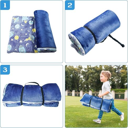 أكياس نوم للأطفال، حقيبة نوم تتوهج في الظلام للأطفال، سجادة قيلولة للأطفال الصغار مع وسادة وبطانية للنوم والرعاية النهارية ومرحلة ما قبل المدرسة (62 بوصة × 28 بوصة) in Kuwait