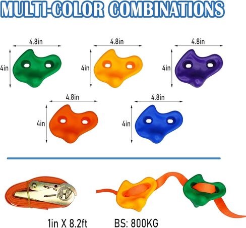 حامل لتسلق الأشجار على غطاء الرأس للأطفال، مجموعة تسلق الأشجار، مع 5 أشرطة سقاطة و20 مقبض، للتدريب على العوائق في الهواء الطلق، وتسلق الأشجار. in Kuwait