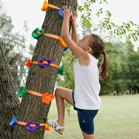 حامل لتسلق الأشجار على غطاء الرأس للأطفال، مجموعة تسلق الأشجار، مع 5 أشرطة سقاطة و20 مقبض، للتدريب على العوائق في الهواء الطلق، وتسلق الأشجار. in Kuwait