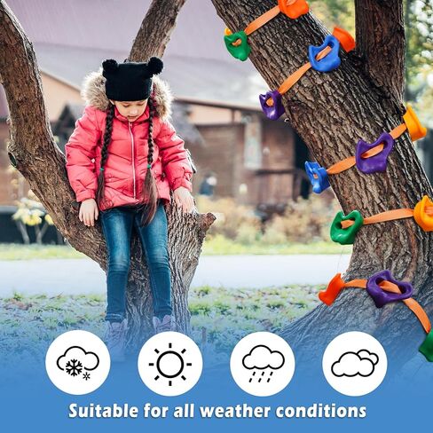 حامل لتسلق الأشجار على غطاء الرأس للأطفال، مجموعة تسلق الأشجار، مع 5 أشرطة سقاطة و20 مقبض، للتدريب على العوائق في الهواء الطلق، وتسلق الأشجار. in Kuwait