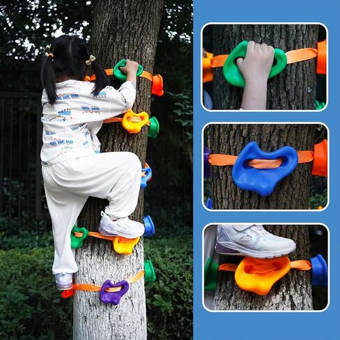 حامل لتسلق الأشجار على غطاء الرأس للأطفال، مجموعة تسلق الأشجار، مع 5 أشرطة سقاطة و20 مقبض، للتدريب على العوائق في الهواء الطلق، وتسلق الأشجار. in Kuwait