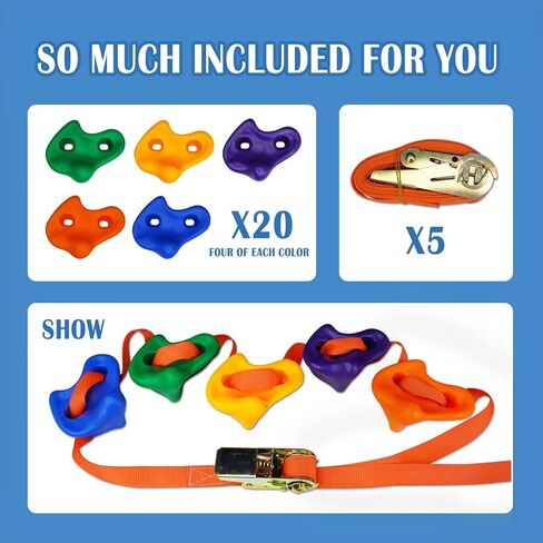 حامل لتسلق الأشجار على غطاء الرأس للأطفال، مجموعة تسلق الأشجار، مع 5 أشرطة سقاطة و20 مقبض، للتدريب على العوائق في الهواء الطلق، وتسلق الأشجار. in Kuwait