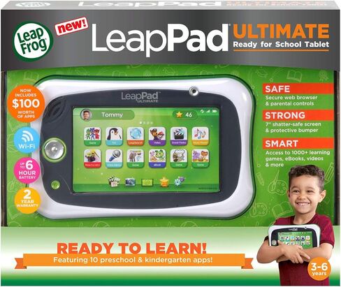 LeapFrog LeapPad Ultimate Ready للكمبيوتر اللوحي المدرسي، (تغليف خالٍ من الإحباط)، أخضر in Kuwait