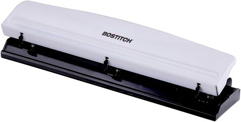 Bostitch Office 3 Hole Punch, Durable Metal,Rubber Base, 12 Sheets, Black in Saudi Arabia