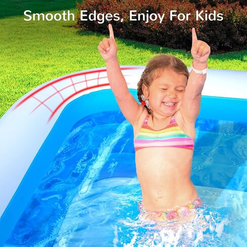 حمام سباحة Ingbelle Kiddie، حمام سباحة عائلي قابل للنفخ، 118 بوصة × 72 بوصة × 22 بوصة كاملة الحجم فوق حمامات السباحة فوق الأرض للأطفال والكبار، حفلة مائية صيفية، لعبة الكرة الطائرة، حديقة، فناء خلفي، أزرق in Saudi Arabia