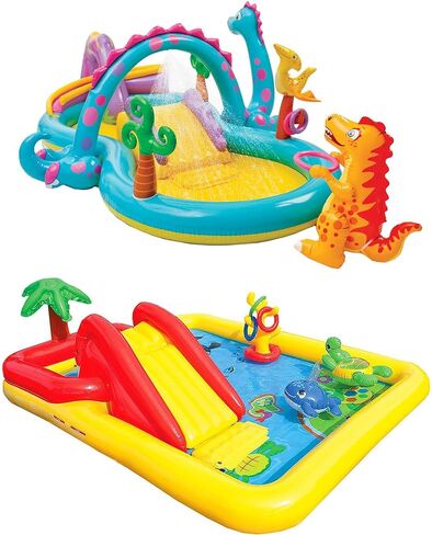 Intex Dinoland Backyard Inflatable Toddler Pool and Ocean Inflatable Pool Kids Play Center with Inflatable Pool Slide and Water Sprayers, Multicolor in Saudi Arabia