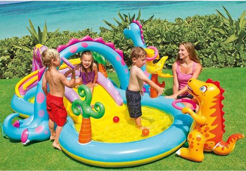 Intex Dinoland Backyard Inflatable Toddler Pool and Ocean Inflatable Pool Kids Play Center with Inflatable Pool Slide and Water Sprayers, Multicolor in Saudi Arabia