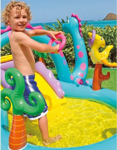 Intex Dinoland Backyard Inflatable Toddler Pool and Ocean Inflatable Pool Kids Play Center with Inflatable Pool Slide and Water Sprayers, Multicolor in Saudi Arabia