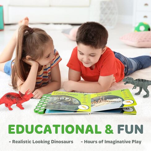ألعاب الديناصورات توي بال للأطفال من سن 3 إلى 5 سنوات - كتاب الديناصورات التفاعلي مع الصوت + 12 شخصية ديناصور واقعية - ألعاب ديناصورات ممتعة وتعليمية للأولاد والبنات من عمر 2 3 4 5 سنوات in Kuwait