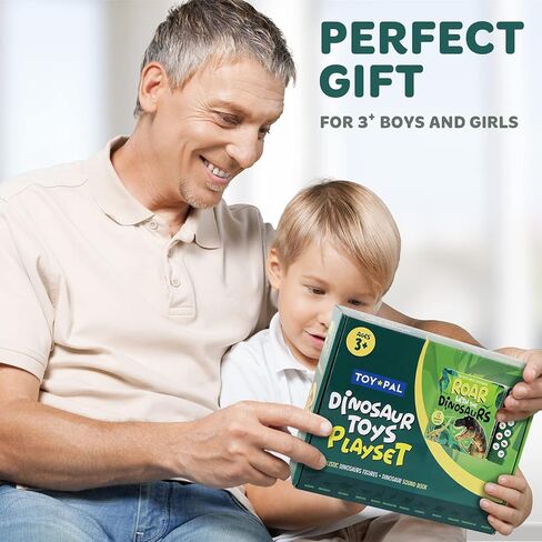 ألعاب الديناصورات توي بال للأطفال من سن 3 إلى 5 سنوات - كتاب الديناصورات التفاعلي مع الصوت + 12 شخصية ديناصور واقعية - ألعاب ديناصورات ممتعة وتعليمية للأولاد والبنات من عمر 2 3 4 5 سنوات in Kuwait