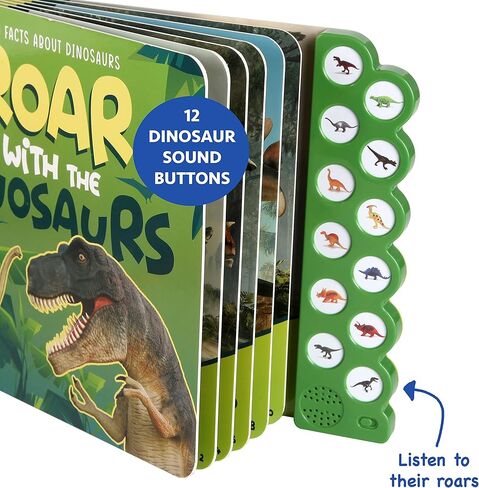 ألعاب الديناصورات توي بال للأطفال من سن 3 إلى 5 سنوات - كتاب الديناصورات التفاعلي مع الصوت + 12 شخصية ديناصور واقعية - ألعاب ديناصورات ممتعة وتعليمية للأولاد والبنات من عمر 2 3 4 5 سنوات in Kuwait