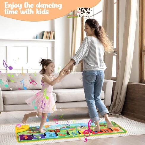 RONIPIC Musical Piano Mat,Upgraded Floor Dance Toys Child Floor Keyboard Touch Play Blanket Dance Mat,Musical Mat Early Educational Toys Gifts with 27 Music Sounds for 2/3/4/5/6 Toddlers in Kuwait